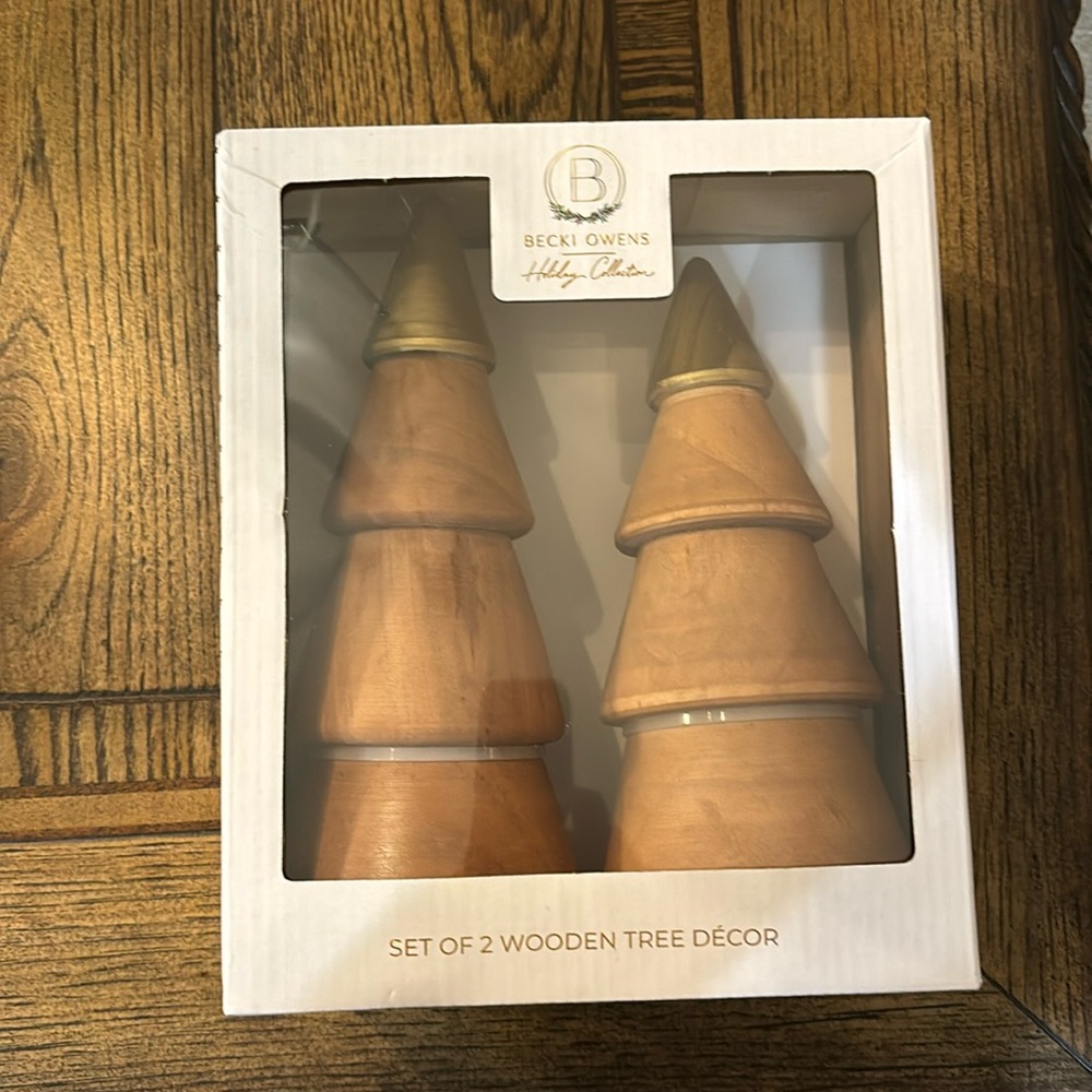 Becki Owens Wooden Tree Set of 2 - NWT